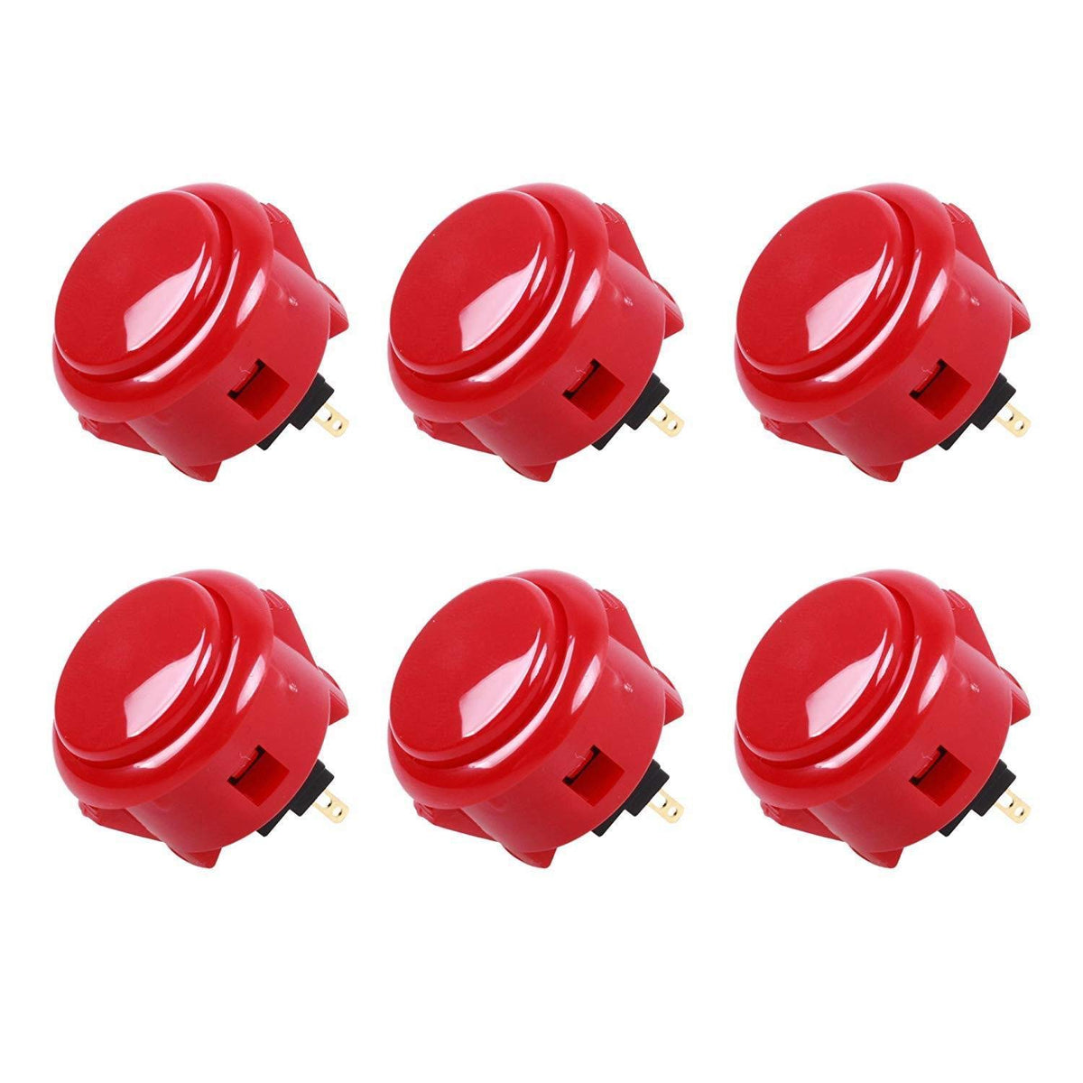 Sanwa 6 pcs OBSF-30 Original Push Button 30mm - for Arcade Jamma Video Game & Arcade Joystick Games Console (Red) SatNWA