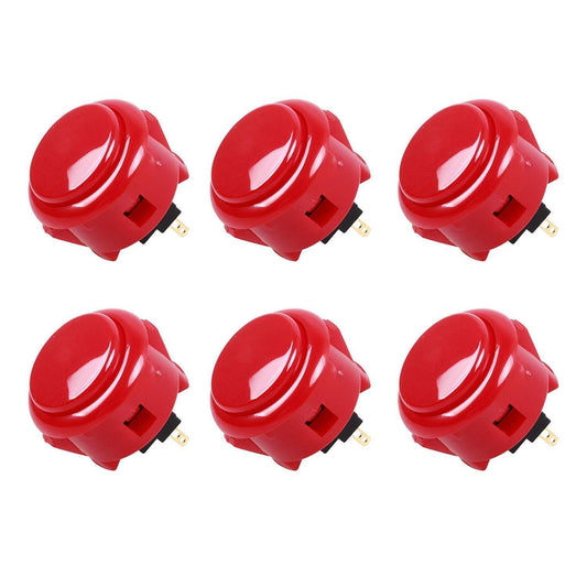 Sanwa 6 pcs OBSF-30 Original Push Button 30mm - for Arcade Jamma Video Game & Arcade Joystick Games Console (Red) SatNWA