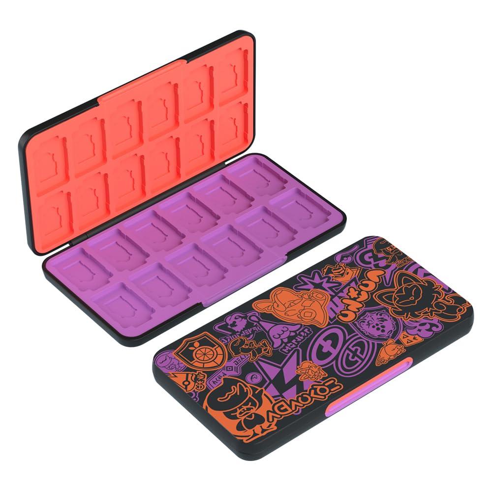PERFECTSIGHT Switch Game Case Compatible with Nintendo Switch OLED & Switch Lite  24 Switch Game Holder  Cute Switch Game Card Case Cartridge with 24 Slots Game Card Storag  Red and Purple