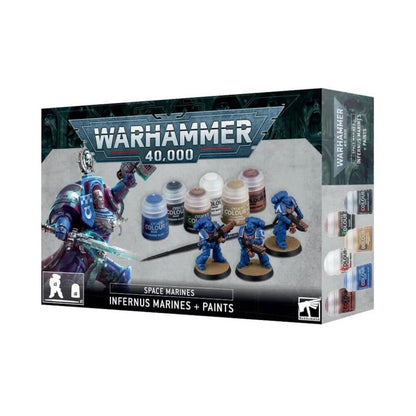 Games Workshop Warhammer 40K Infernus Marines & Paints Set, Plastic, One Size, Corax White, Macragge Blue, Model 60-11