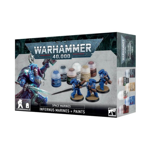 Games Workshop Warhammer 40K Infernus Marines & Paints Set, Plastic, One Size, Corax White, Macragge Blue, Model 60-11