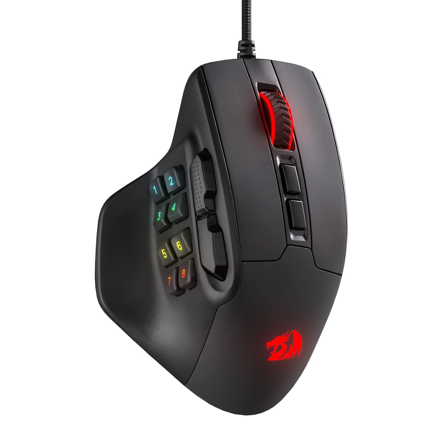 Redragon M811 Aatrox Wired MMO Gaming Mouse - 15 Programmable Buttons, Ergonomic Grip, RGB Backlit, Black