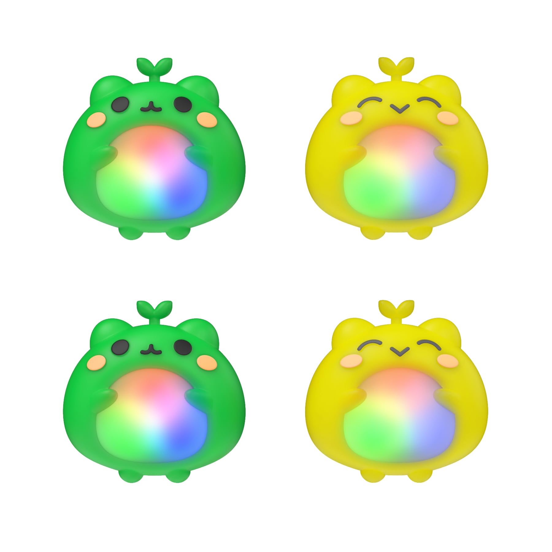 PlayVital Cute Universal Illuminated LED Thumbstick Grips for ps5  for ps4  Thumb Grip Caps for Xbox Series X/S  for Xbox One  Switch Pro  Enhanced Comfort  Joystick Protection - Frog Green & Yellow