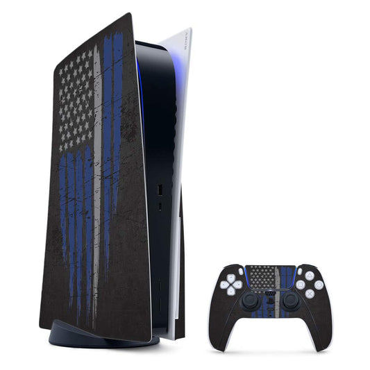 MightySkins Gaming Skin for PS5 / PlayStation 5 Bundle - Thin White Line | Protective Viny wrap | Easy to Apply and Change Style | Made in The USA