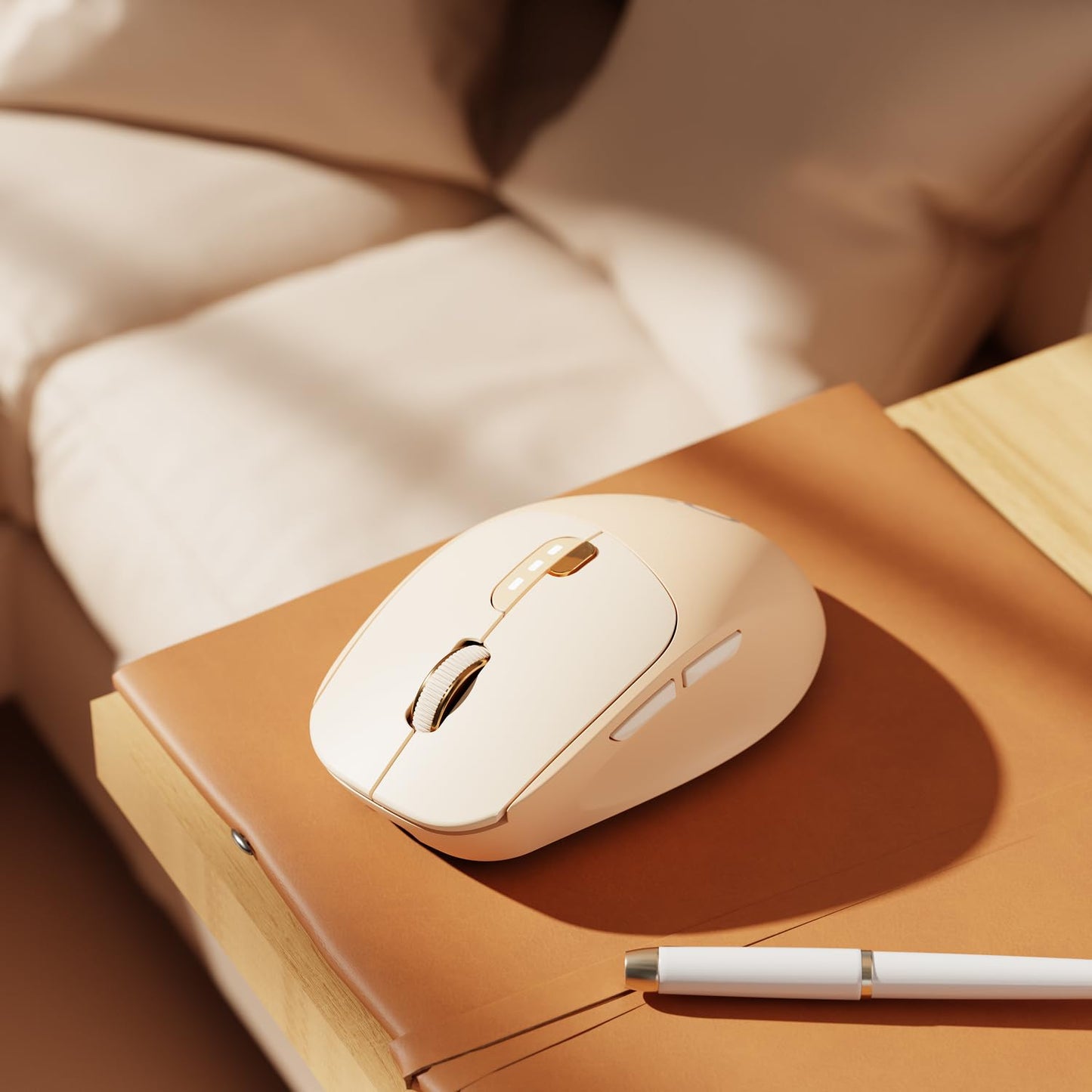 SEUNKWANG Q5 Wireless Mouse - Bluetooth & 2.4G, Ergonomic, 1600 DPI, Pink