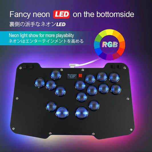 BITFUNX Duelpad Leverless Arcade Stick for PS4/PS3/PC/Switch - Custom RGB, Turbo, Low-Profile Switch, Model v2.0, Color Zen16