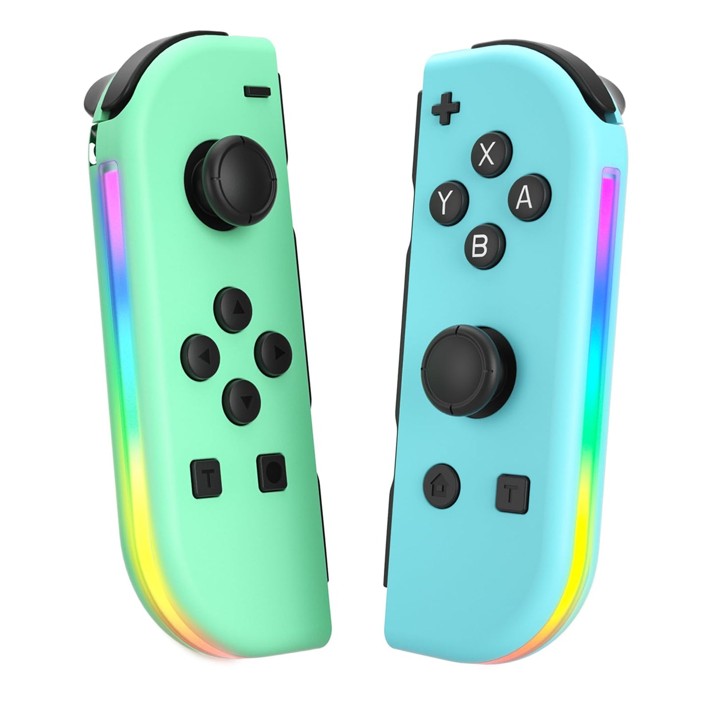 Haiovia Wireless Joycon Controller for Nintendo Switch - Dual Vibration, Motion Control, RGB Lights - Blue/Green, Model 1