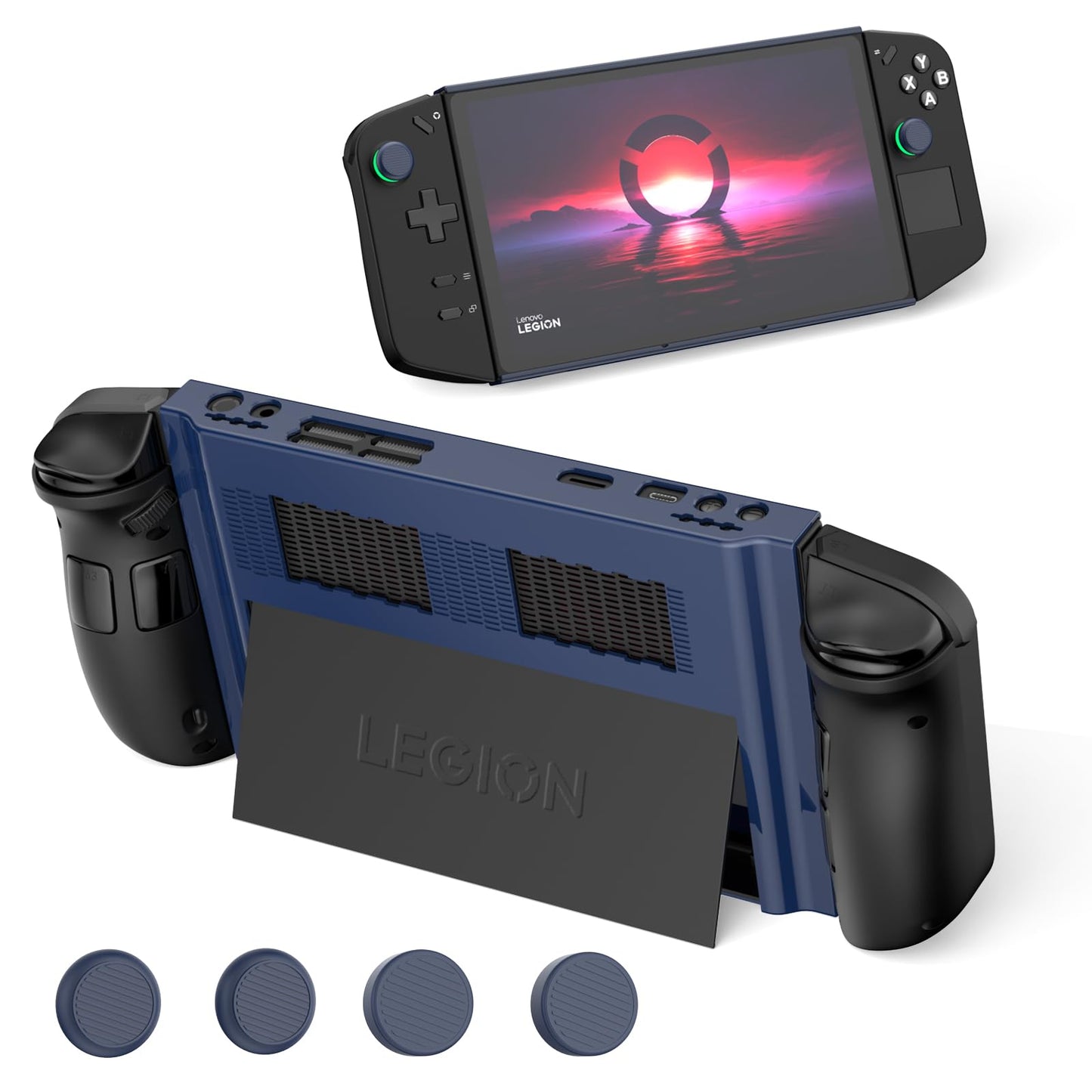 TUDIOW Protective Case for Lenovo Legion Go - Shock-Absorption, Anti-Scratch, Non-Slip, Blue, with 4 Thumb Grip Caps, 8.8 Accessories