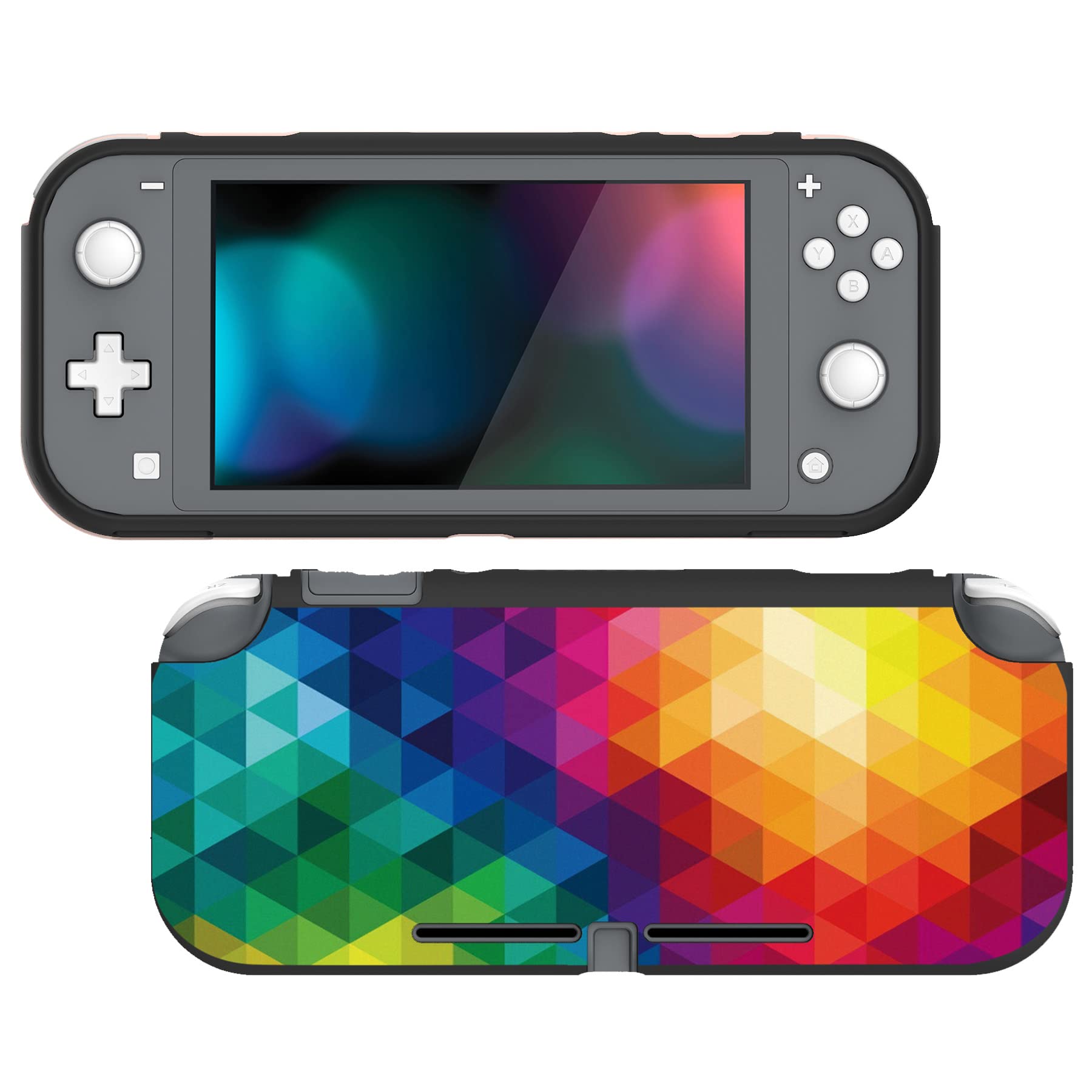 PlayVital Colorful Triangle Custom Protective Case for Nintendo Switch Lite, Soft TPU Slim Case Cover for Nintendo Switch Lite