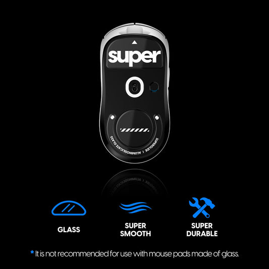 Pulsar Gaming Gears Superglide Glass Mouse Skates - Ultra Smooth, Polished Round Edge, Black, LGSSGB2, Size: Superglide 2
