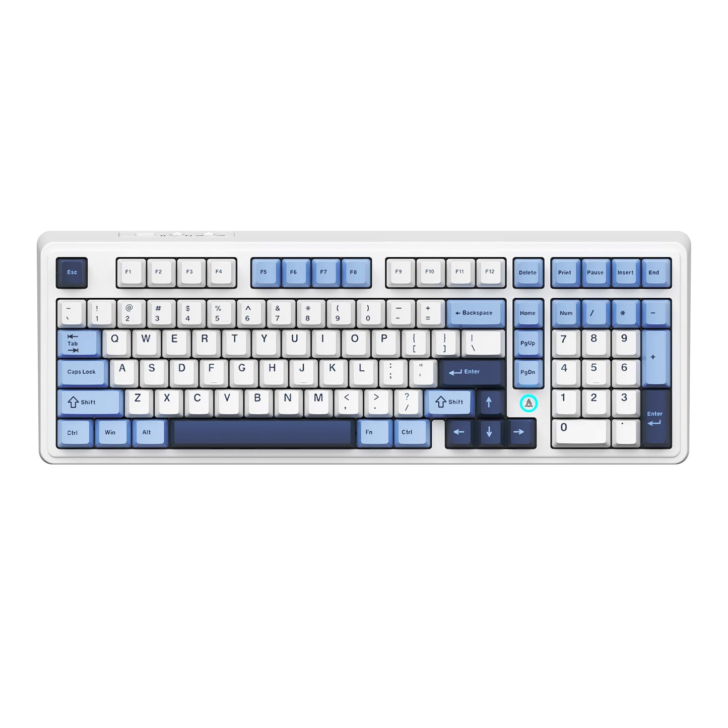 NACODEX Ajazz AK980 Blue White Wireless Mechanical Gaming Keyboard Tri-Mode BT5.0/2.4GHz/USB-C Hot Swappable RGB Backlit Computer Gaming Keyboards for PC/Tablet/PS/Xbox