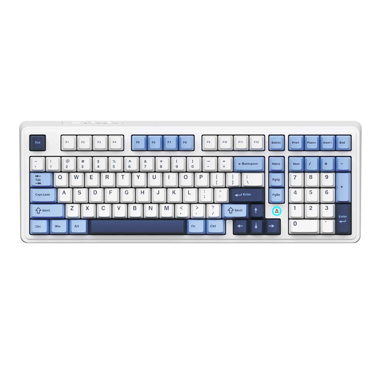 NACODEX Ajazz AK980 Blue White Wireless Mechanical Gaming Keyboard Tri-Mode BT5.0/2.4GHz/USB-C Hot Swappable RGB Backlit Computer Gaming Keyboards for PC/Tablet/PS/Xbox