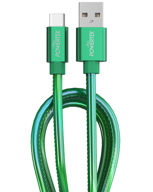 LIQUIPEL Powertek Metallic Shine USB Type C Charger Cable  6ft Fast Charging USB C Cord  Adapter for Car  Galaxy  Android  Note  MacBook  Nintendo  PlayStation  Chromebook  Pixel (Green)