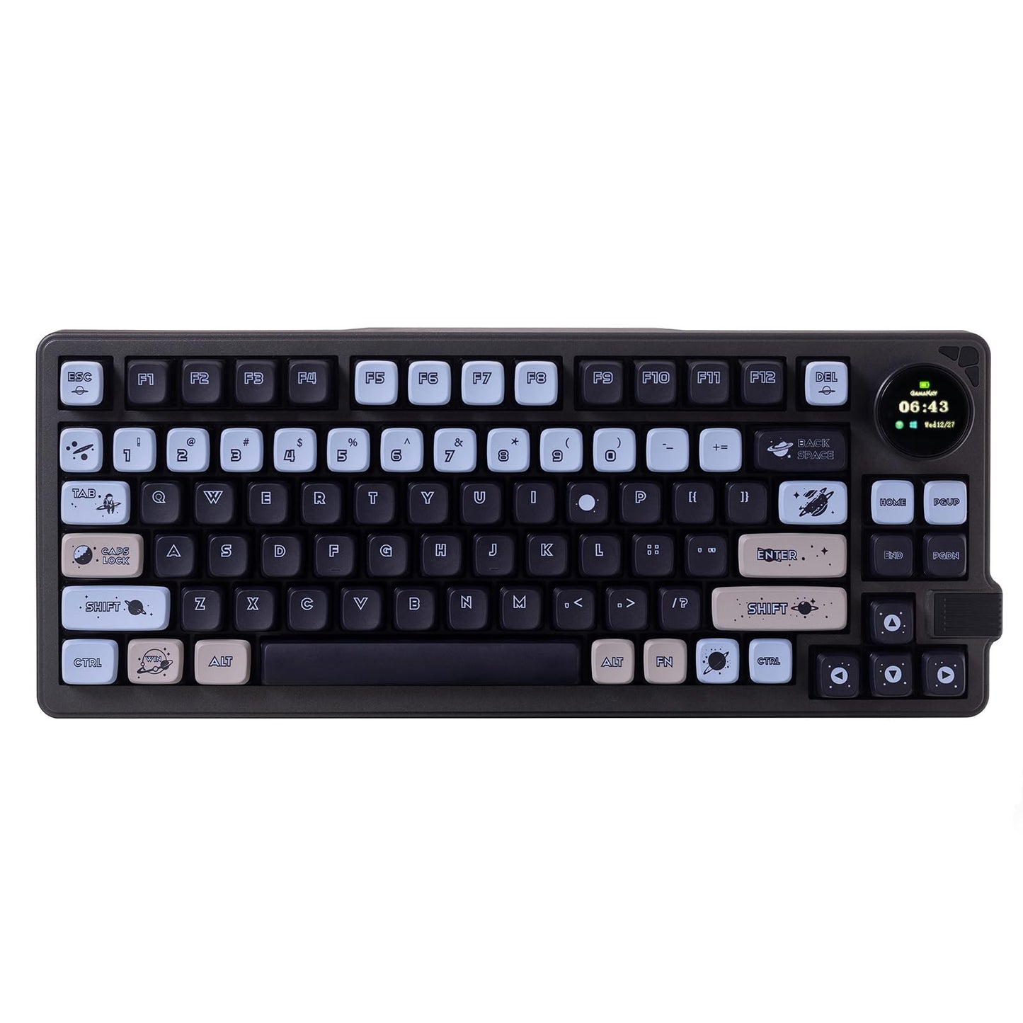 GK GAMAKAY LK75 75% Gasket Mechanical Keyboard with 2 in 1 TFT Smart Display&Knob  Bluetooth 5.0/2.4GHz/USB-C MDA Profile Keycaps 83 Keys RGB Hot Swap Gaming Keyboard (Grayish Black-Mercury Switch)