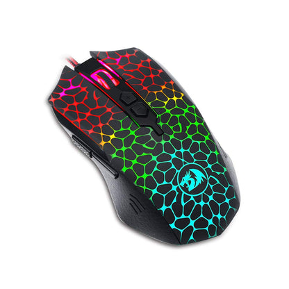 Redragon M716A Inquisitor RGB Gaming Mouse - Gold, Ergonomic Design, High Precision, Ideal for Gamers