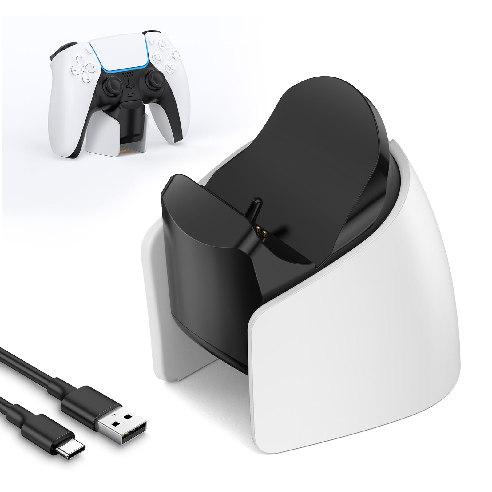 IINE PS5 Controller Charging Dock - Fast USB Station with Charger Indicator, White