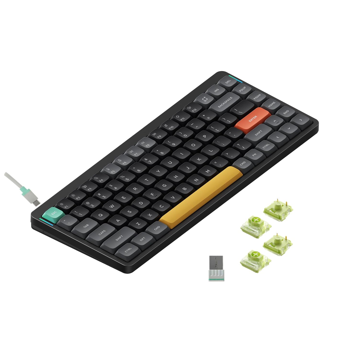 nuphy Air75 V2 Portable 75% Mechanical Keyboard Wireless Keyboard Supports Bluetooth/2.4G/USB-C RGB Bluetooth Gaming Keyboards Compatible with Windows/Mac OS/Linux Systems-Gateron Aloe Switch