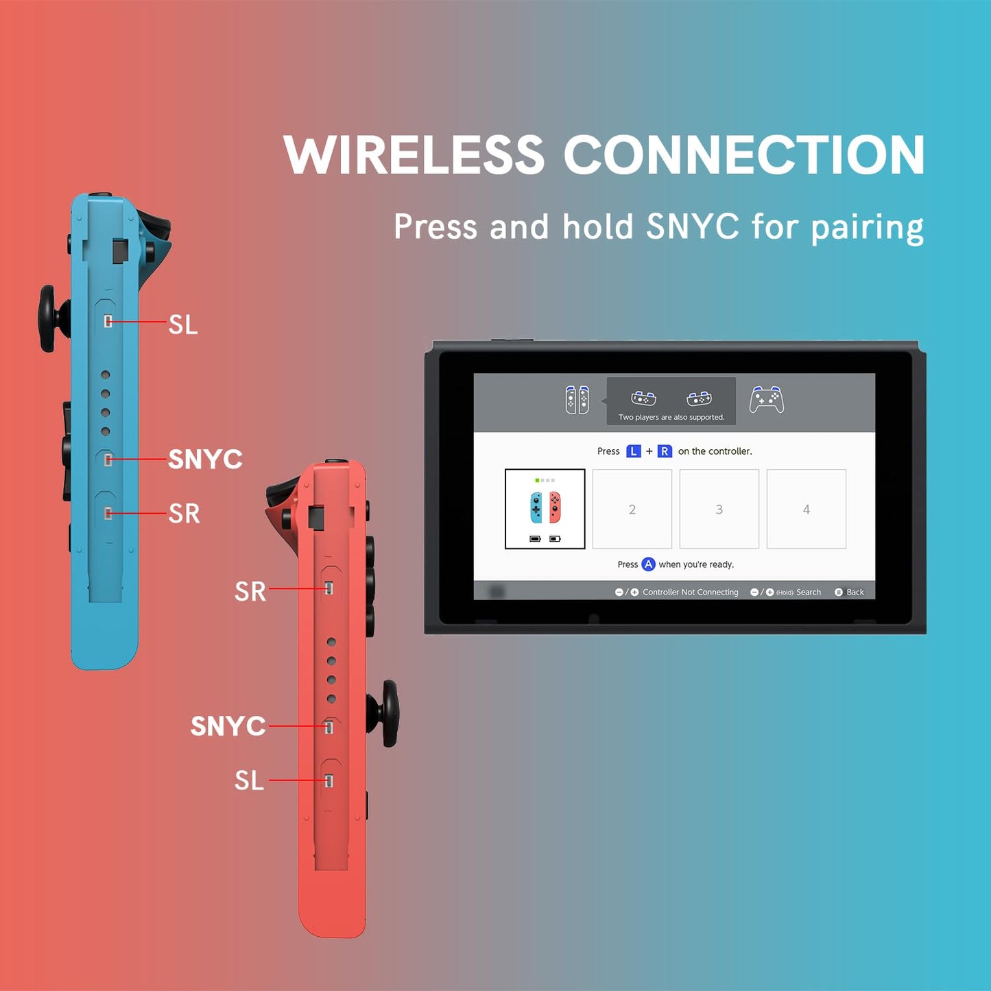 Boconna Wireless Switch Controllers - Compatible with Switch/OLED/Lite, Supports Wake-up and 6-Axis Gyro with Wrist Straps (Blue