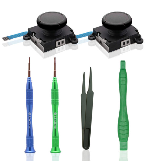 ECHZOVE Replacement Joy Stick for Switch Lite - 2 Pack, Black, Includes Repair Tool Kit