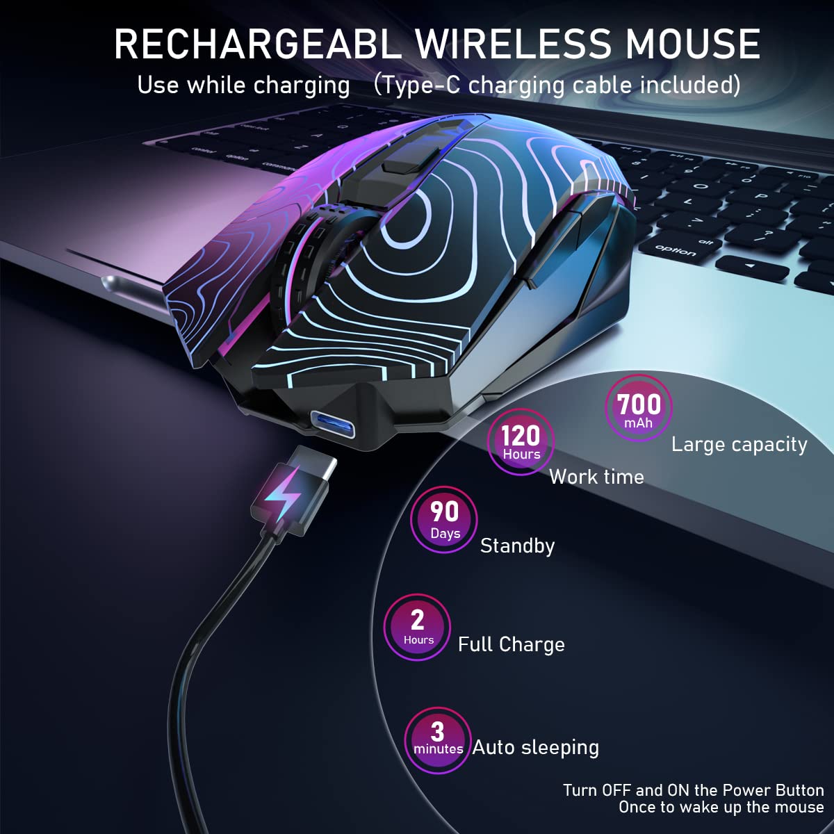 SOLAKAKA SM809 Gaming Mouse - 24000 DPI, 16 Programmable Buttons, RGB, Purple, Model SM10