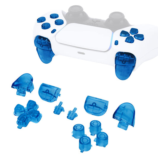 eXtremeRate Replacement D-pad R1 L1 R2 L2 Triggers Share Options Face Buttons  Clear Blue Full Set Buttons Compatible with ps5 Controller BDM-010 & BDM-020