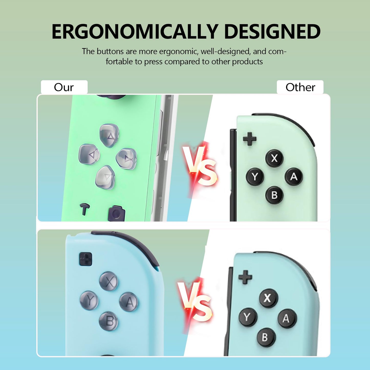 Wireless Switch Controllers - Joypad Compatible with OLED/Lite, Wake-up Support, 6-Axis Gyro, Blue Green