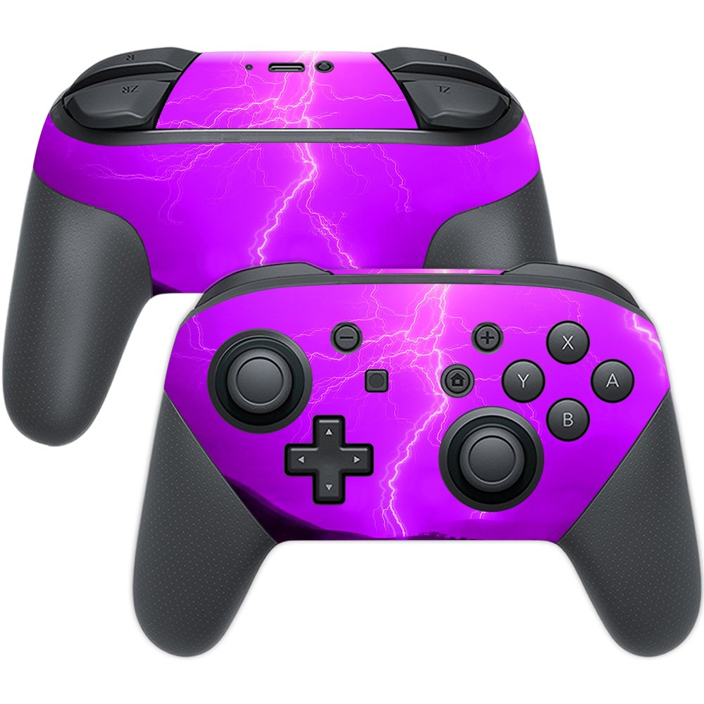 MightySkins Skin Compatible with Nintendo Switch Pro Controller - Purple Lightning | Protective  Durable  and Unique Vinyl wrap Cover | Easy to Apply  Remove  and Change Styles | Made in The USA