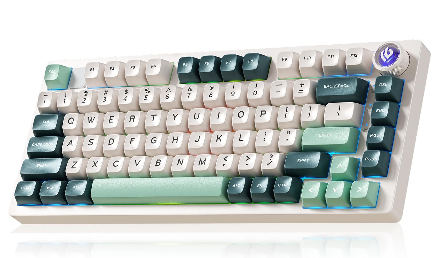 LEOBOG HI75C Pro Gaming Keyboard  RGB Backlit Bluetooth/USB-C/Wireless Mechanical Keyboard  Hot Swappable Creamy Keyboards for PC/MAC/Windows Gamer - Ice Vein Switch  Green