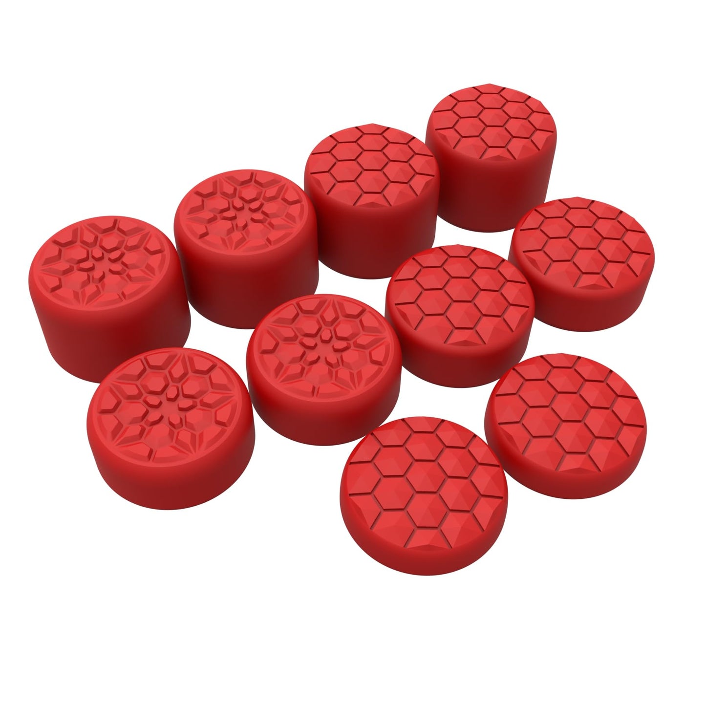 PlayVital Quantum Pro Thumb Grips for Nintendo Switch 2  Ergonomic FPS Joystick Caps Cover for Joycon 2 - with 3 Height Convex and Concave - Diamond Grain & Crack Bomb Design | Passion Red (10-Pack)