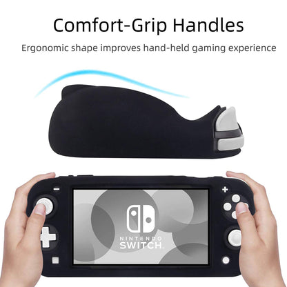 CHIN FAI Silicone Protective Case for Nintendo Switch Lite - Soft Grip, Ergonomic Handles, Black, Includes 4 Thumb Stick Caps