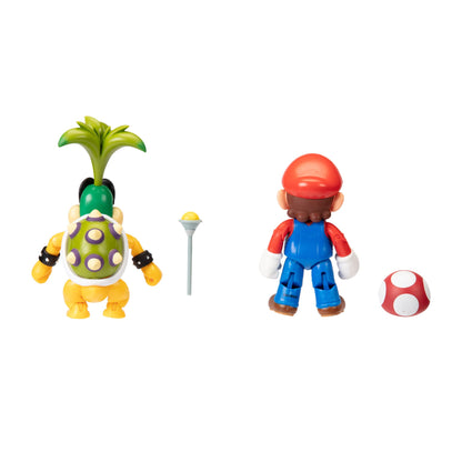 Super Mario 4" Action Figure 2 Pack - Mario vs. Iggy Koopa - Collectible Toy Set