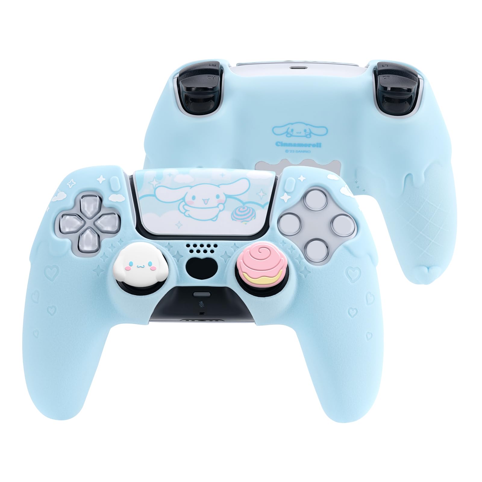 Kuitmor PS5 Controller Cover Skin Case Anti-Slip Silicone Protective Cover Case Cute Cartoon Protective Shell for PS5 Wireless Controller with 2 Thumb Grip Caps and 1 Sticker