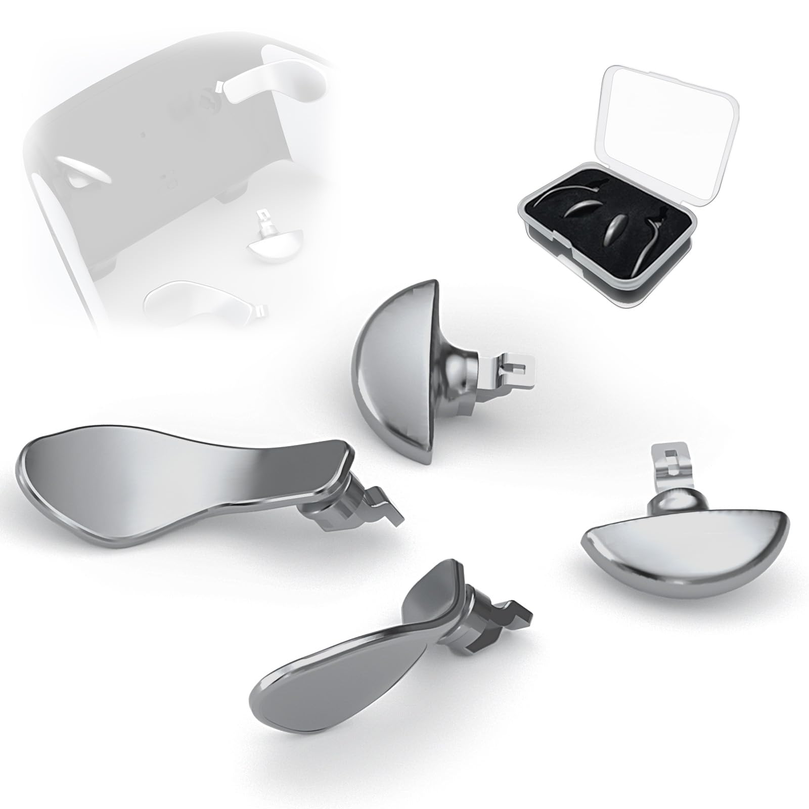 KD.FLY Metal Back Paddles for PS5 Edge Controller  4PCS Metal Replacement Back Buttons  Interchangeable Button Accessories for PS5 Dualsense Edge Controller  Silver