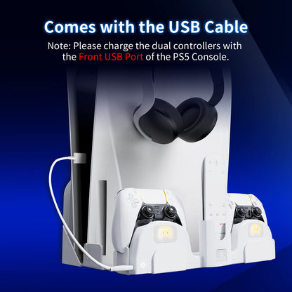 NexiGo Wall Mount with DualSense Charging Station for PS5, Metal Stand with LED Indicator, White, Model P5133WHT