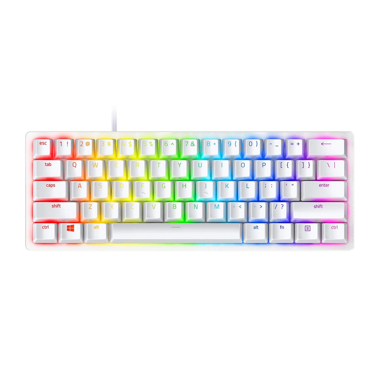 Razer Huntsman Mini 60% Gaming Keyboard: Clicky Optical Switches - Rapid Trigger Mode - Chroma RGB Lighting - PBT Keycaps - Onboard Memory - Snap Tap - White