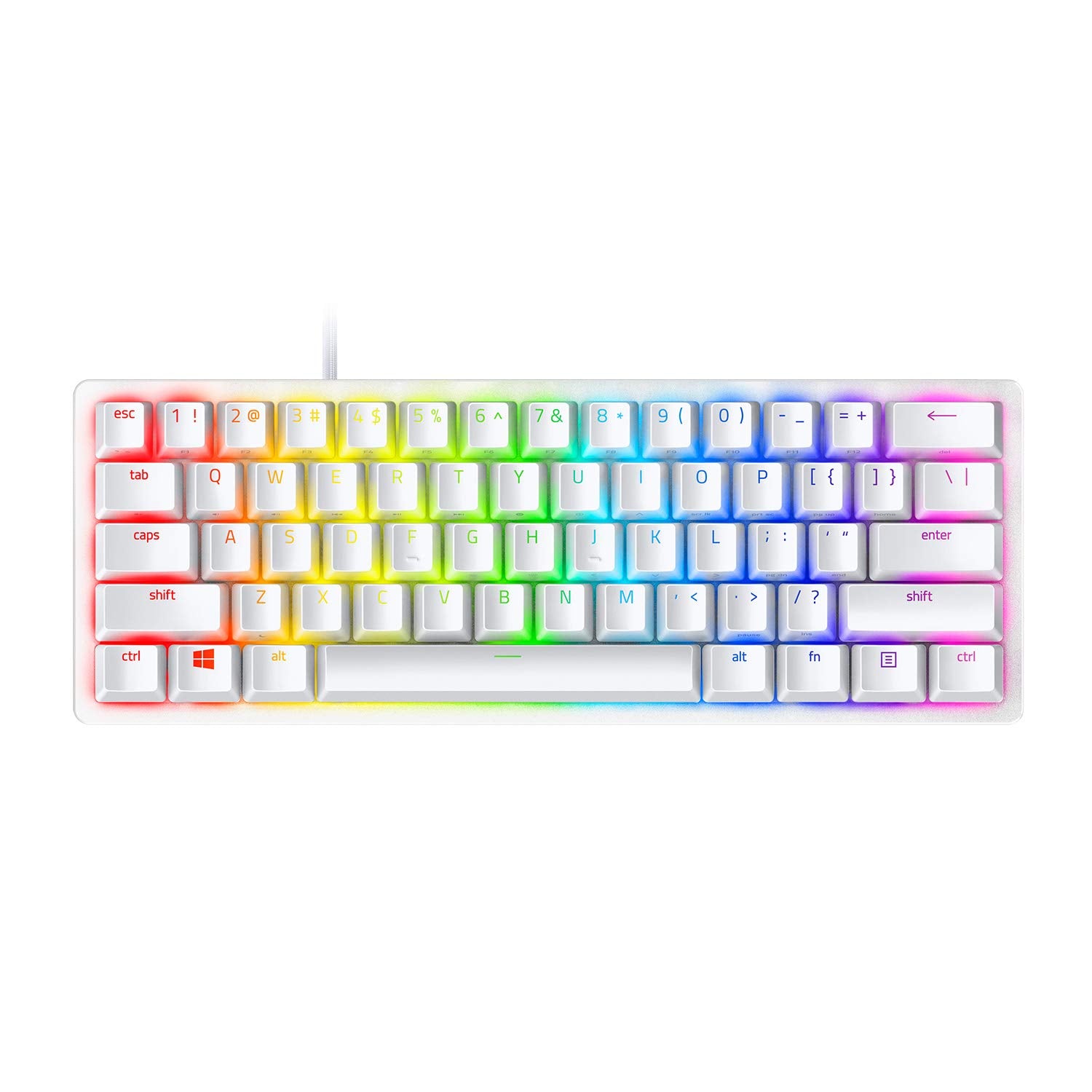 Razer Huntsman Mini 60% Gaming Keyboard: Clicky Optical Switches - Rapid Trigger Mode - Chroma RGB Lighting - PBT Keycaps - Onboard Memory - Snap Tap - White