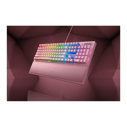 Razer BlackWidow V3 Gaming Keyboard - Mechanical Green Switch, RGB Lighting, Quartz Pink (Renewed)