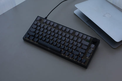 Keydous NJ80-AP Wireless Mechanical Keyboard - 75% Hot Swappable, Custom RGB, Gateron Milky Yellow Pro, Brass Plate, Bluetooth 5.0/2.4