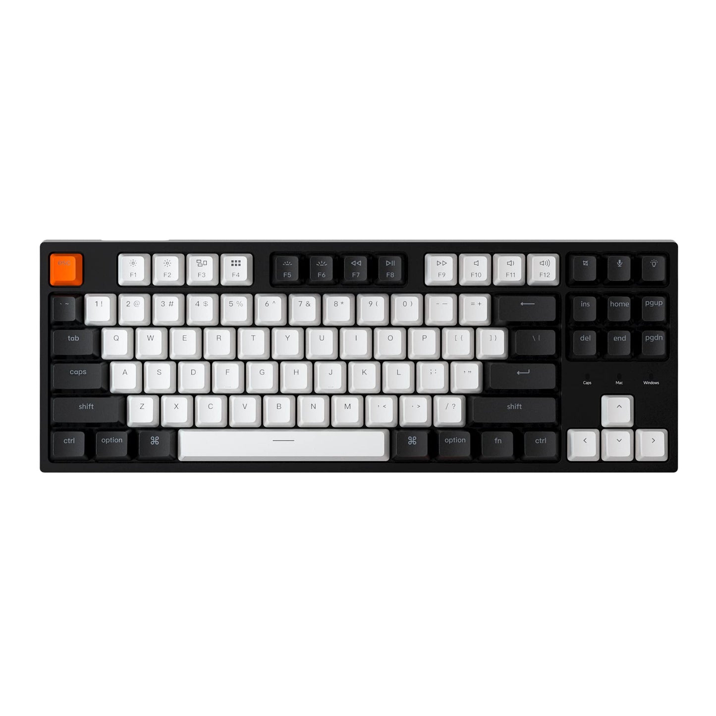 Keychron C1 Pro Wired Custom Mechanical Keyboard  TKL Layout QMK/VIA Programmable OEM Profile Double-Shot PBT Keycaps White LED Backlight with K Pro Red Switch for Mac Windows Linux