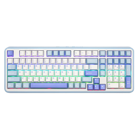 Ematerial nameAKER TH99 Wireless Mechanical Keyboard with Lubed Silent Switch  Quiet Gaming Keyboard  8000mAh Creamy Gasket RGB Backlit Numpad PBT Keycap Hot Swappable for Gamers/Office (Blue&White)