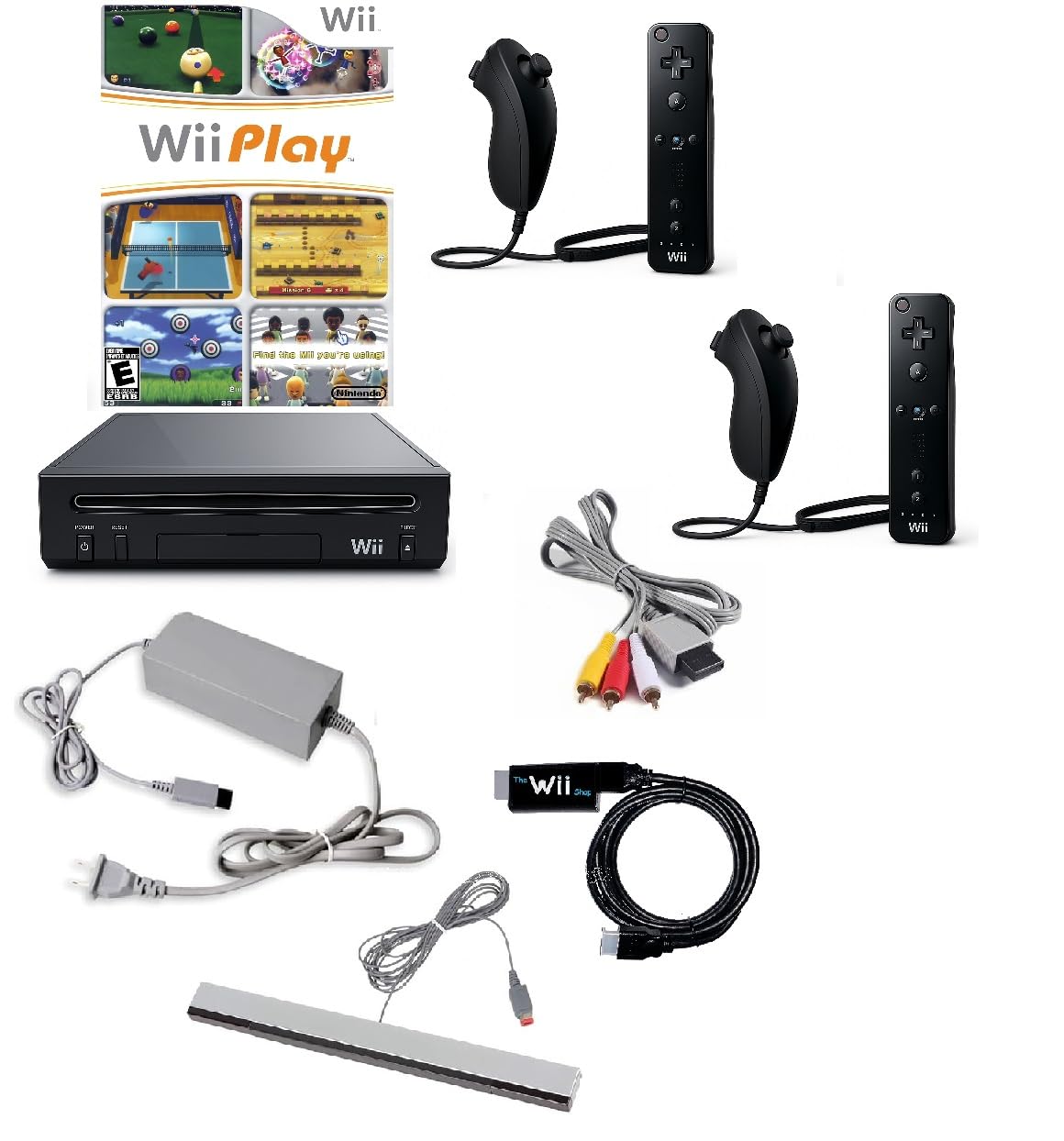 Wii Console Bundle (Black) with Wii Play Game (2 Players) -Smart TV Ready (Renewed)
