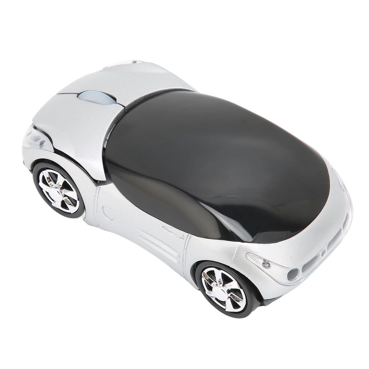 ASHATA 2.4GHz Car Shape Optical Gaming Mouse - Silver Plastic Design for PC, Laptop, Win 7, Linux