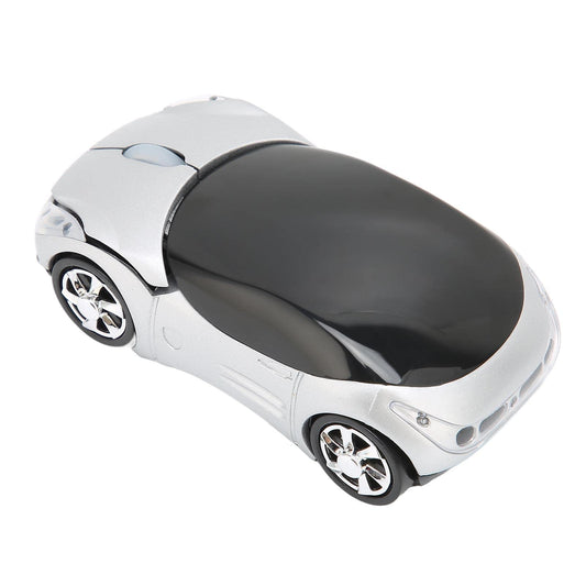 ASHATA 2.4GHz Car Shape Optical Gaming Mouse - Silver Plastic Design for PC, Laptop, Win 7, Linux