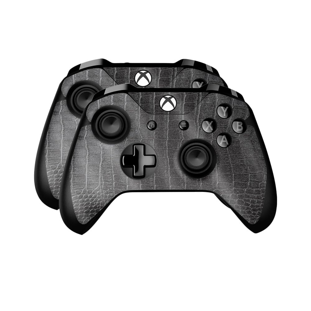 Glossy Glitter Skin Compatible with Microsoft Xbox One Controller (2 Pack) - Black Gator Skin - Premium 3M Vinyl Protective Wrap Decal Cover - Easy to Apply | Crafted in The USA by MightySkins
