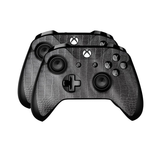 Glossy Glitter Skin Compatible with Microsoft Xbox One Controller (2 Pack) - Black Gator Skin - Premium 3M Vinyl Protective Wrap Decal Cover - Easy to Apply | Crafted in The USA by MightySkins