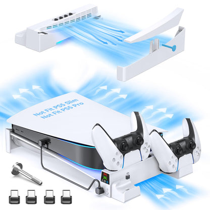 OIVO PS5 Horizontal Stand with Cooling Fan & Controller Charger, White, Model IV-P5257-JP