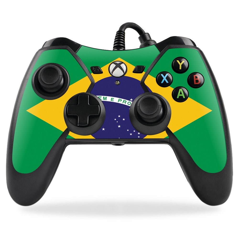 MightySkins Skin Compatible with PowerA Pro Ex Xbox One Controller case wrap Cover Sticker Skins Brazilian Flag
