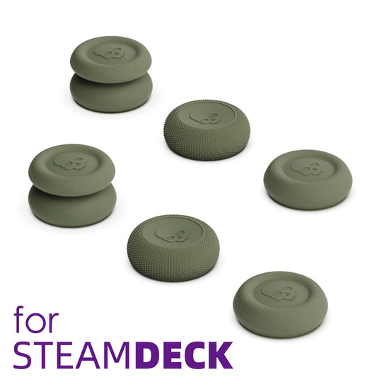 Skull & Co. Skin  CQC and FPS Thumb Grips Joystick Cap Analog Stick Cover for Steam Deck and ROG Ally- OD Green  Set of 6