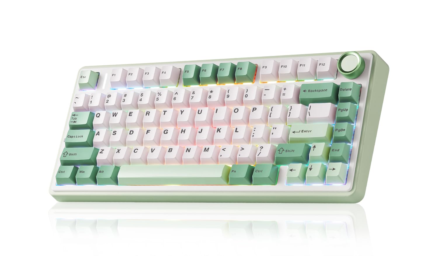 LEOBOG x Aula F75 Gaming Keyboard  75% Wireless Keyboards RGB Backlit with Knob  Tri-Mode Hot Swappable Mechanical Keyboard for PC Gamer - Green