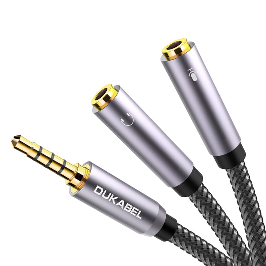 DUKABEL Headsets Splitter Adapter  3.5mm Jack Separate Headphone & Mic Plug Adapter 3.5mm Combo Audio Adapter Cable for PS4 Gaming Headset PC Xbox One Laptop -